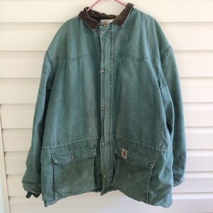 UNION MADE VINTAGE CARHARTT MENS FLEECE LINED COAT SZ XXL TALL WORKWEAR